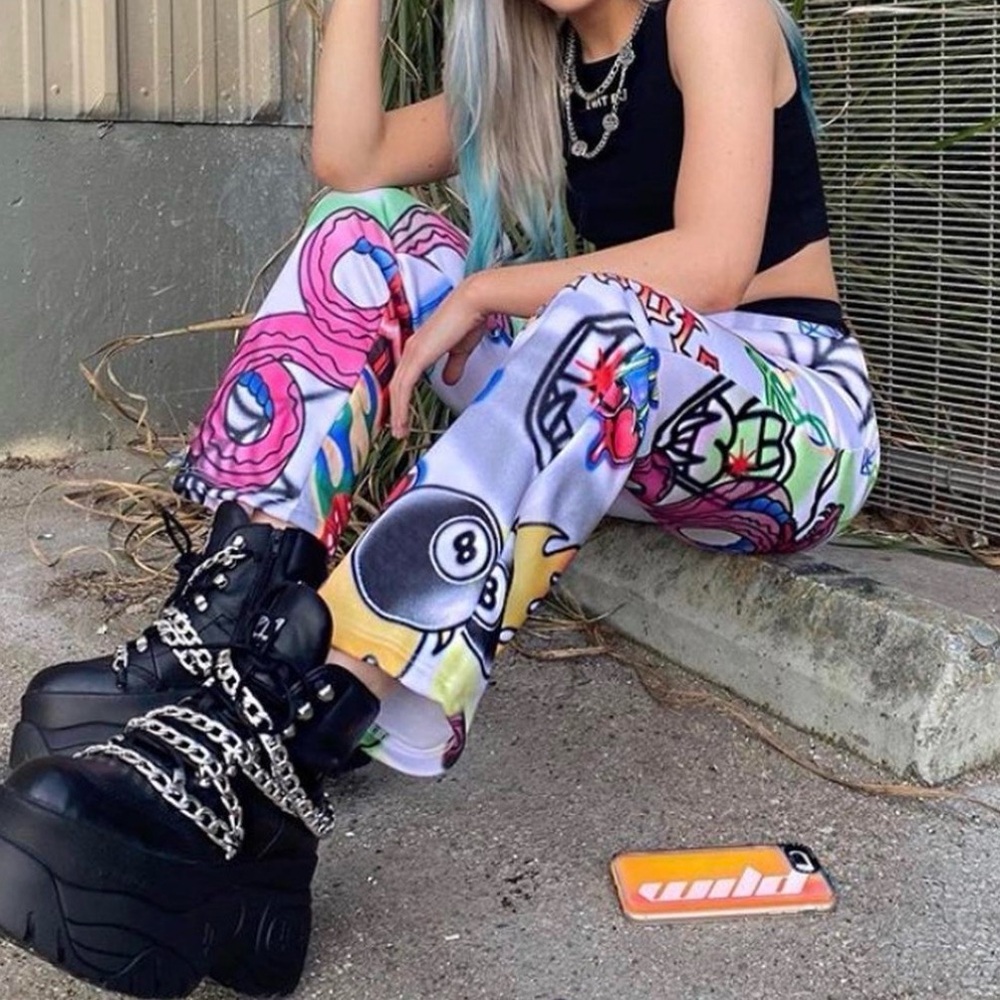 Rare Punk White Graffiti Spray Paint Sweatpants XXL Streetwear Jaded London Y2K